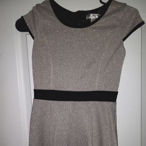 Girls sparkly dress grey with black trim. Holiday dress.